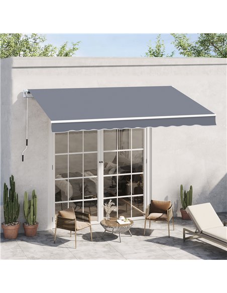 Outsunny 4m x 3m Garden Patio Manual Awning, Grey 100110-009GY - pic 44239 | FastDaddyshop