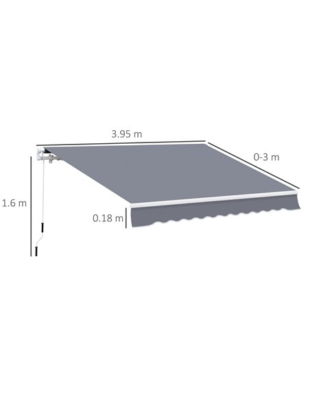 Outsunny Garden Patio Manual Awning Canopy Sun Shade Shelter Retractable 4m x 3m-Grey 100110-009GY - pic 44241 | FastDaddyshop