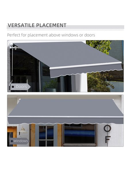 Outsunny Garden Patio Manual Awning Canopy Sun Shade Shelter Retractable 4m x 3m-Grey 100110-009GY - pic 44243 | FastDaddyshop