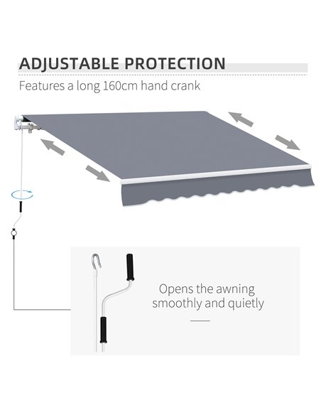 Outsunny Garden Patio Manual Awning Canopy Sun Shade Shelter Retractable 4m x 3m-Grey 100110-009GY - pic 44244 | FastDaddyshop