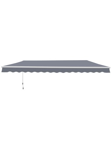 Outsunny Garden Patio Manual Awning Canopy Sun Shade Shelter Retractable 4m x 3m-Grey 100110-009GY