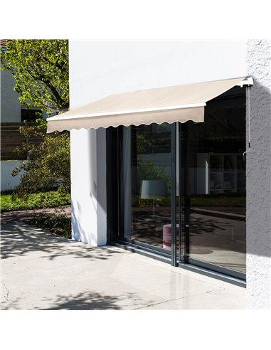 Outsunny 3 x 2.5m Garden Patio Manual Awning, Cream White 100110-007CM