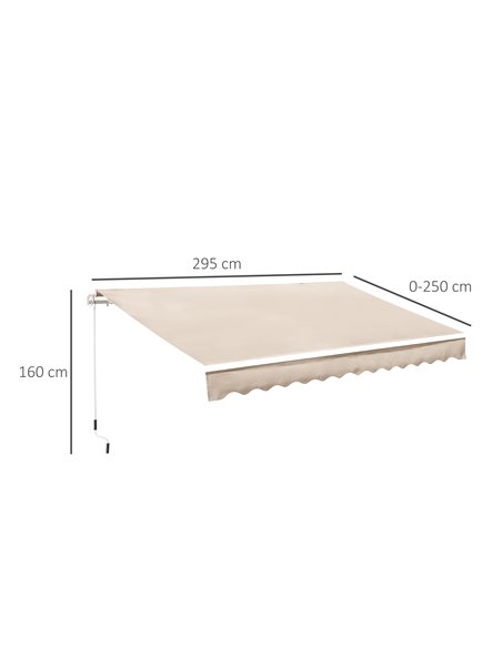 Outsunny 3 x 2.5m Garden Patio Manual Awning Canopy Sun Shade Shelter with Winding Handle Retractable - Cream White 100110-007CM - pic 44250 | FastDaddyshop