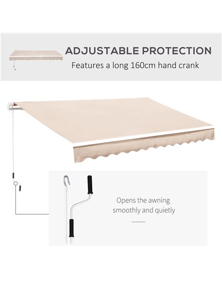 Outsunny 3 x 2.5m Garden Patio Manual Awning Canopy Sun Shade Shelter with Winding Handle Retractable - Cream White 100110-007CM - pic 44251 | FastDaddyshop