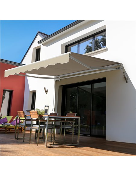 Outsunny 2.5x2 m Manual Retractable Awning-Beige Canopy/White Frame 01-0135 - pic 44267 | FastDaddyshop