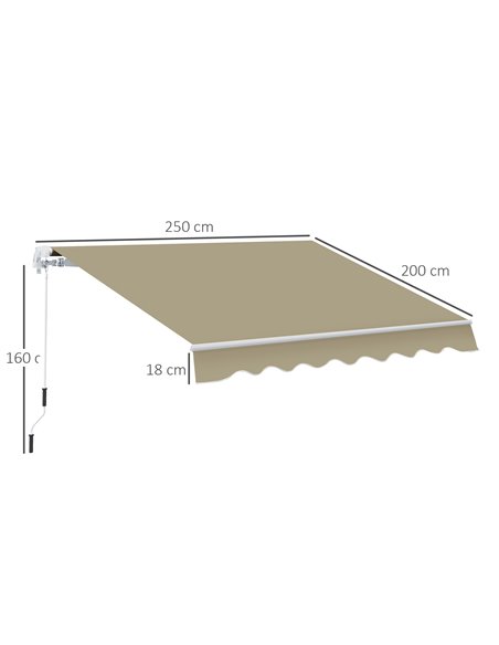 Outsunny 2.5x2 m Manual Retractable Awning-Beige Canopy/White Frame 01-0135 - pic 44268 | FastDaddyshop