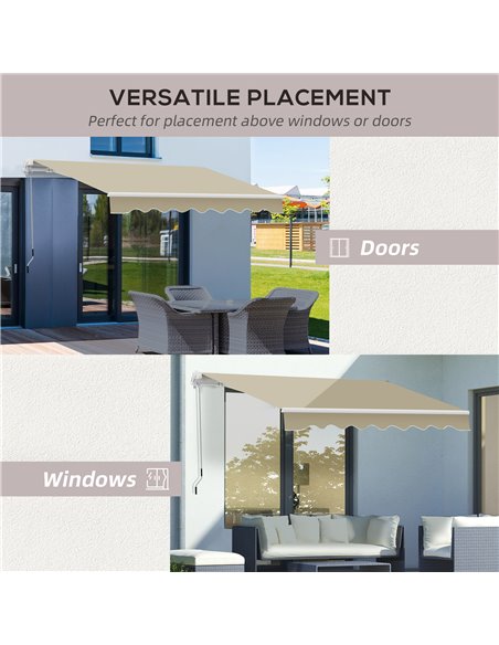 Outsunny 2.5x2 m Manual Retractable Awning-Beige Canopy/White Frame 01-0135 - pic 44271 | FastDaddyshop