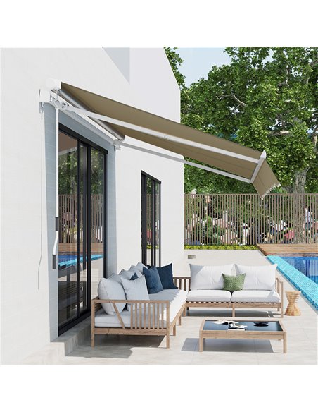 Outsunny 2.5x2 m Manual Retractable Awning-Beige Canopy/White Frame 01-0135 - pic 44274 | FastDaddyshop