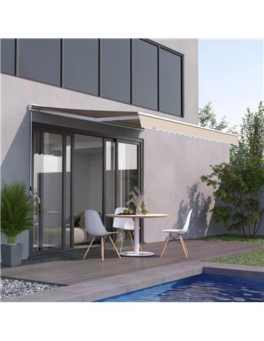 Outsunny 3.5Mx2.5M Retractable Awning, Cream White 840-146