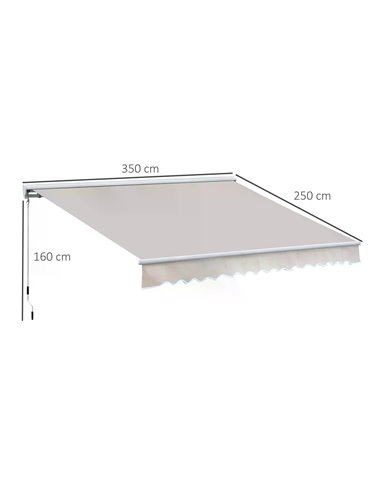 Outsunny 3.5Lx2.5M Retractable Awning-Cream White 840-146