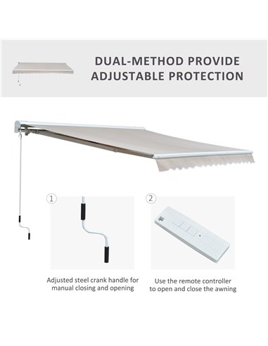 Outsunny 3.5Lx2.5M Retractable Awning-Cream White 840-146