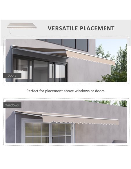Outsunny 3.5Lx2.5M Retractable Awning-Cream White 840-146 - pic 44279 | FastDaddyshop