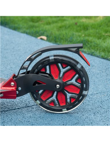 HOMCOM One-click Folding Kick Scooter w/ Adjustable Handlebar, Push Scooter with Kickstand, Dual Shock Absorber, 200mm Wheels & 