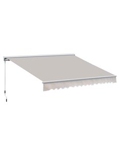Outsunny 2.95Mx2.5M Retractable Manual-Electric Awning, Cream White 840-147
