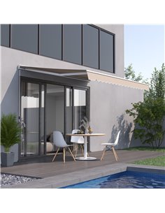 Outsunny 2.95Mx2.5M Retractable Manual-Electric Awning, Cream White 840-147 2
