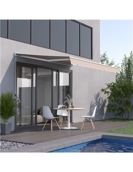 Outsunny 2.95Mx2.5M Retractable Manual-Electric Awning, Cream White 840-147 - pic 44285 | FastDaddyshop