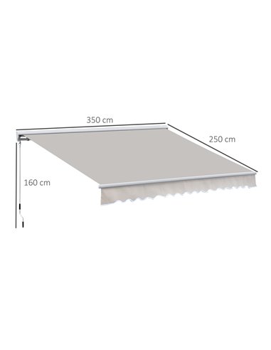 Outsunny 2.95Mx2.5M Retractable Manual-Electric Awning, Cream White 840-147