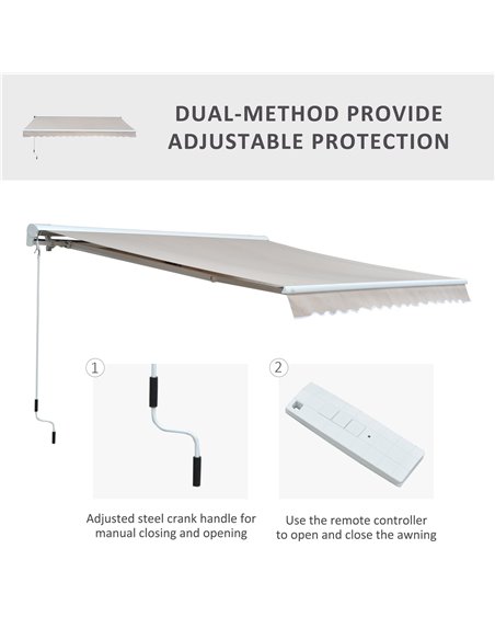 Outsunny 2.95Lx2.5M  Retractable Manual/Electric Awning 840-147 - pic 44287 | FastDaddyshop