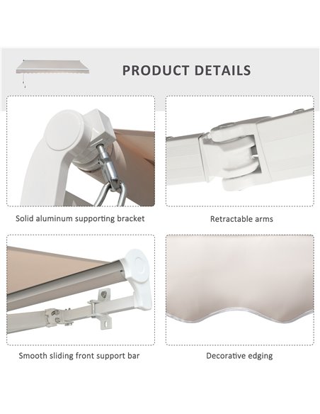 Outsunny 2.95Lx2.5M  Retractable Manual/Electric Awning 840-147 - pic 44289 | FastDaddyshop