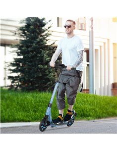 HOMCOM One-click Folding Kick Scooter w/ Adjustable Handlebar, Push Scooter with Kickstand, Dual Shock Absorber, 200mm Wheels & 