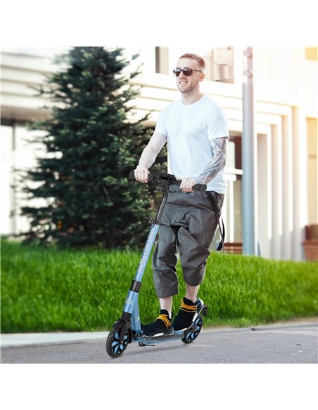 HOMCOM One-click Folding Kick Scooter w/ Adjustable Handlebar, Push Scooter with Kickstand, Dual Shock Absorber, 200mm Wheels &  - pic 4429 | FastDaddyshop