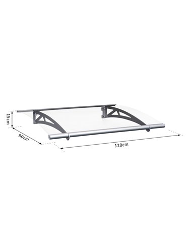 Outsunny Door Awning Canopy Window Rain Shelter Cover Front Back Porch Window Shade Aluminium Bracket 120cm x 90cm B70-031