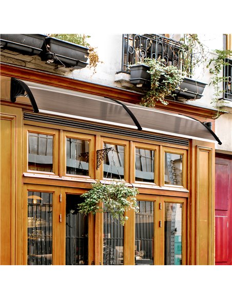 Outsunny 75 x 195 cm Curved Door Window Awning Canopy, Brown B70-047BN - pic 44312 | FastDaddyshop