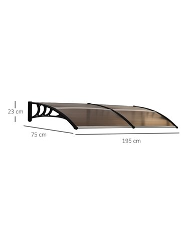 Outsunny 75 x 195 cm Curved Door Window Awning Canopy, Brown B70-047BN