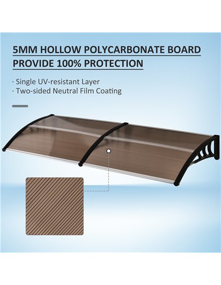 Outsunny 75 x 195 cm Curved Door Window Awning Canopy, Polycarbonate Cover Front Door Outdoor Patio, UV Rain Snow Protection She - pic 44314 | FastDaddyshop