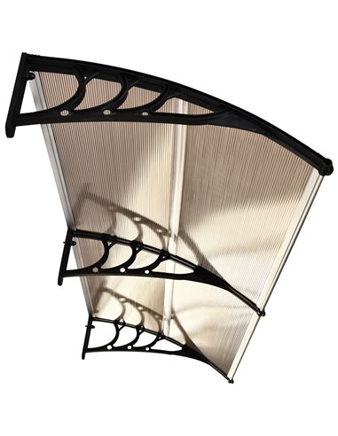 Outsunny 75 x 195 cm Curved Door Window Awning Canopy, Polycarbonate Cover Front Door Outdoor Patio, UV Rain Snow Protection She