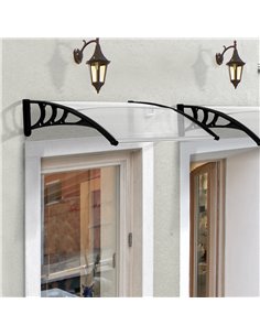 Outsunny Curved Polycarbonate Fixed Outdoor Awning, White B70-011V02WT 2
