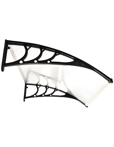 Outsunny Curved Window Door Canopy Aluminium Rigid Plastic Polycarbonate Fixed Outdoor Awning Modern Design UV Water Rain Resist