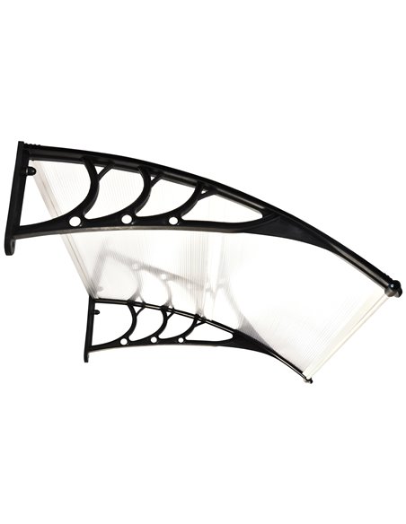 Outsunny Curved Window Door Canopy Aluminium Rigid Plastic Polycarbonate Fixed Outdoor Awning Modern Design UV Water Rain Resist - pic 44335 | FastDaddyshop