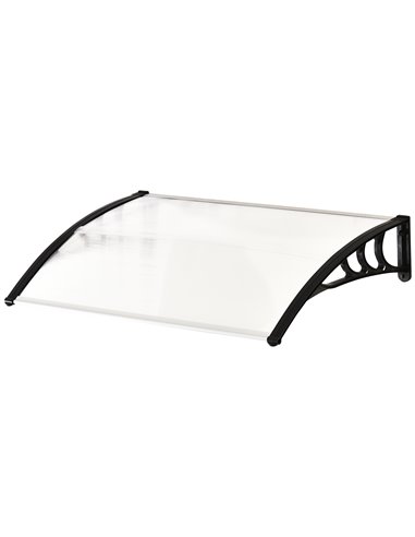 Outsunny Curved Window Door Canopy Aluminium Rigid Plastic Polycarbonate Fixed Outdoor Awning Modern Design UV Water Rain Resist
