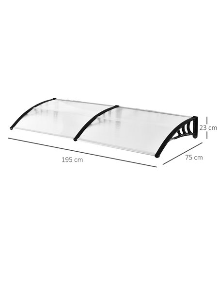 Outsunny 75 x 195 cm Curved Door Window Awning Canopy, Polycarbonate Cover Front Door Outdoor Patio, UV Rain Snow Protection She - pic 44340 | FastDaddyshop