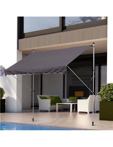 Outsunny Balcony 3 x 1.5m Manual Adjustable Awning, Grey 840-183GY