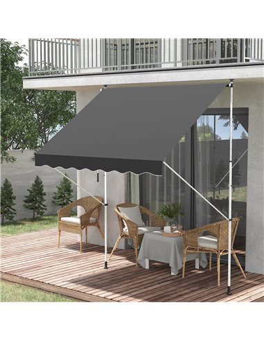 Outsunny Balcony 2 x 1.5m Manual Adjustable Awning, Grey 840-182GY