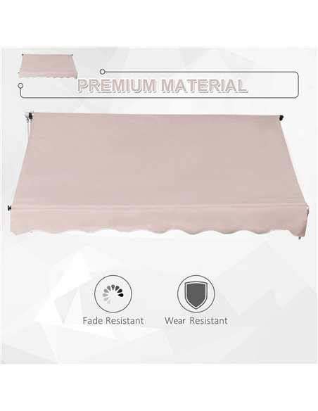 Outsunny 2x1.5m Garden Patio Manual Awning Canopy Sun Shade Shelter Adjustable Aluminium Frame Awning Beige 840-182CW - pic 44377 | FastDaddyshop