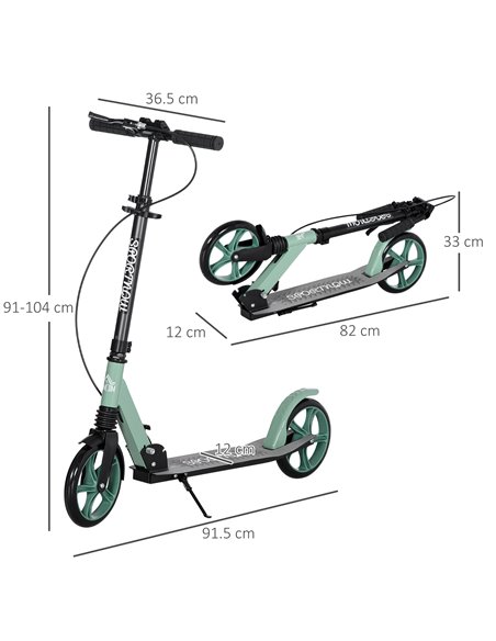 HOMCOM One-click Folding Kick Scooter for 14+ w/ Adjustable Handlebar, Push Scooter with Kickstand, Dual Brake System, Shock Abs - pic 4438 | FastDaddyshop