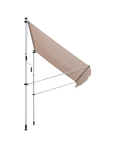 Outsunny 2x1.5m Garden Patio Manual Awning Canopy Sun Shade Shelter Adjustable Aluminium Frame Awning Beige 840-182CW