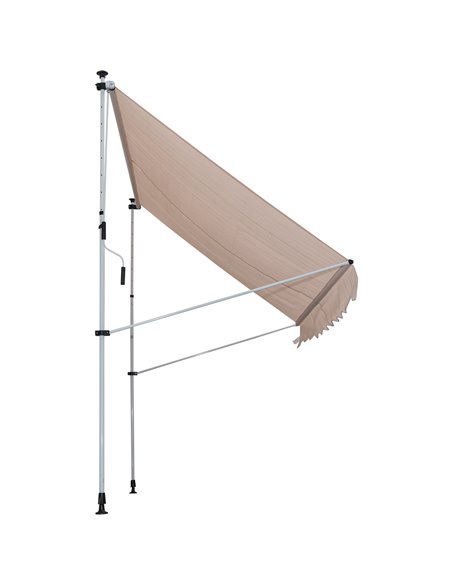 Outsunny 2x1.5m Garden Patio Manual Awning Canopy Sun Shade Shelter Adjustable Aluminium Frame Awning Beige 840-182CW - pic 44382 | FastDaddyshop