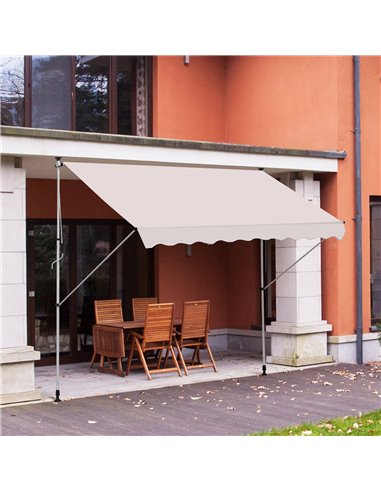 Outsunny 3x1.5m Garden Patio Manual Awning Canopy, Beige 840-183CW