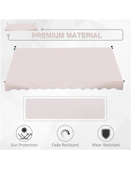 Outsunny 3x1.5m Garden Patio Manual Awning Canopy Sun Shade Shelter Retractable Adjustable Aluminium Frame Beige 840-183CW - pic 44386 | FastDaddyshop