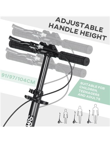 HOMCOM One-click Folding Kick Scooter for 14+ w/ Adjustable Handlebar, Push Scooter with Kickstand, Dual Brake System, Shock Abs