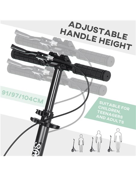 HOMCOM One-click Folding Kick Scooter for 14+ w/ Adjustable Handlebar, Push Scooter with Kickstand, Dual Brake System, Shock Abs - pic 4439 | FastDaddyshop