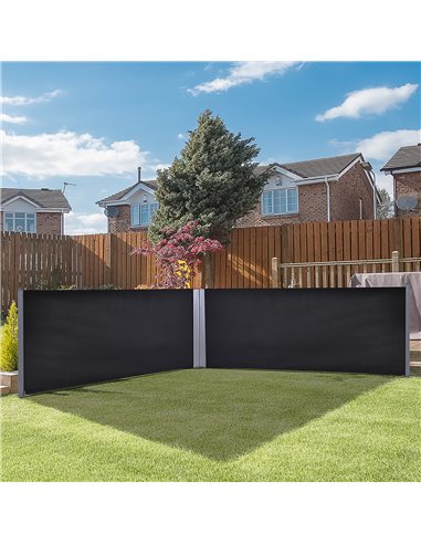 Outsunny 6 x 1.6 M Double Canopy Pull-Out Side Awning, Dark Grey 840-209CG