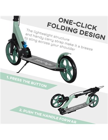 HOMCOM One-click Folding Kick Scooter for 14+ w/ Adjustable Handlebar, Push Scooter with Kickstand, Dual Brake System, Shock Abs