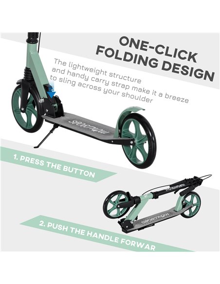 HOMCOM One-click Folding Kick Scooter for 14+ w/ Adjustable Handlebar, Push Scooter with Kickstand, Dual Brake System, Shock Abs - pic 4440 | FastDaddyshop