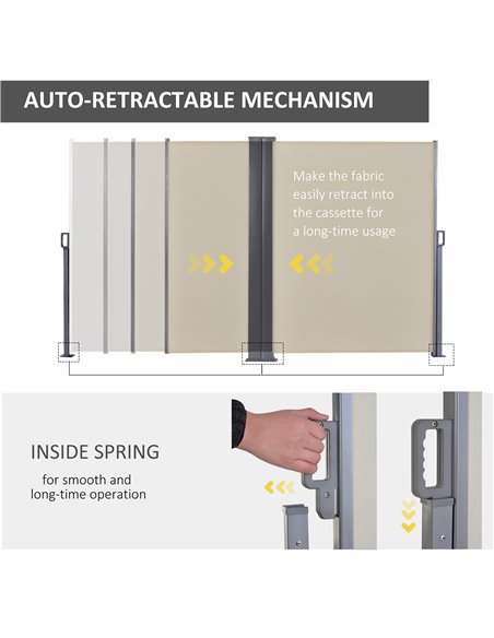 Outsunny 6 x 1.6 M Double Canopy Pull-Out Side Awning Sun Rain Outdoor Protection w/ Steel Frame Retractable Garden Privacy Home - pic 44404 | FastDaddyshop