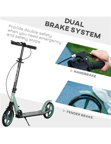 HOMCOM One-click Folding Kick Scooter for 14+ w/ Adjustable Handlebar, Push Scooter with Kickstand, Dual Brake System, Shock Abs - pic 4441 | FastDaddyshop